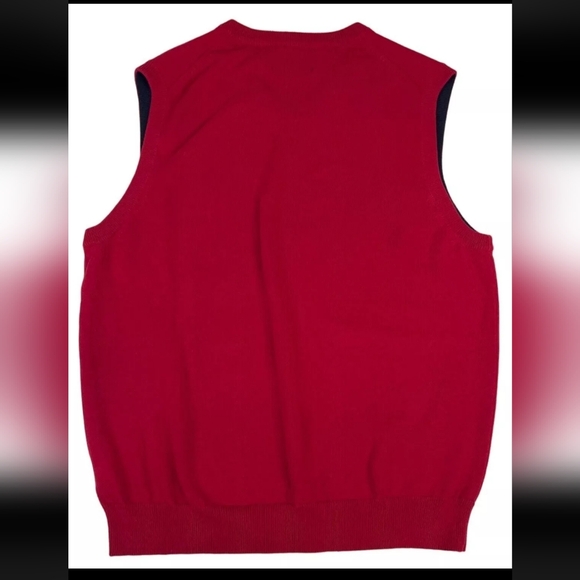 Mens CHAPS red sweater vest short sleeve preppy size M - Picture 3 of 4